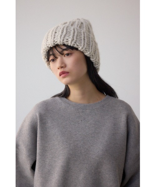 AZUL by moussy（アズールバイマウジー）の「ボリュームヤーンニットワッチ（ニットキャップ/ビーニー・レディース・アイボリー/グレー・FREE）」の3枚目の写真