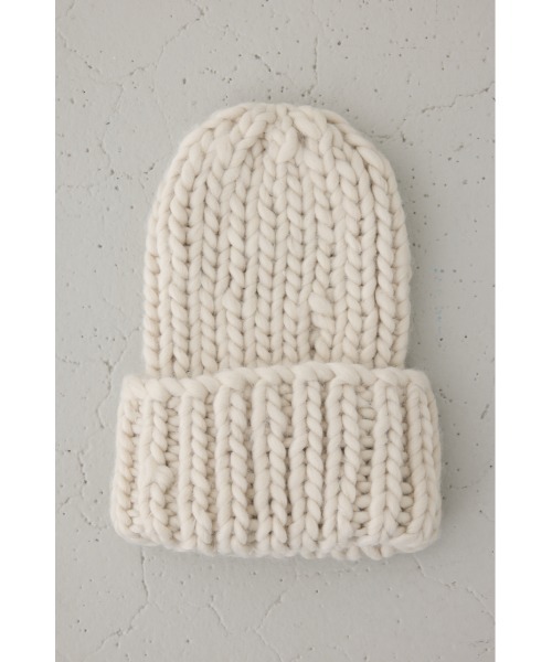 AZUL by moussy（アズールバイマウジー）の「ボリュームヤーンニットワッチ（ニットキャップ/ビーニー・レディース・アイボリー/グレー・FREE）」の5枚目の写真