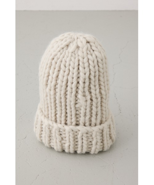 AZUL by moussy（アズールバイマウジー）の「ボリュームヤーンニットワッチ（ニットキャップ/ビーニー・レディース・アイボリー/グレー・FREE）」の7枚目の写真