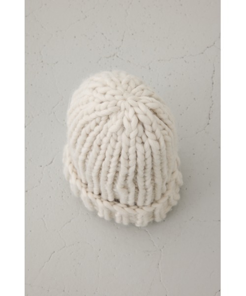 AZUL by moussy（アズールバイマウジー）の「ボリュームヤーンニットワッチ（ニットキャップ/ビーニー・レディース・アイボリー/グレー・FREE）」の8枚目の写真