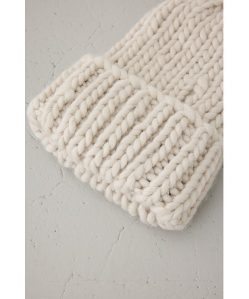 AZUL by moussy（アズールバイマウジー）の「ボリュームヤーンニットワッチ（ニットキャップ/ビーニー・レディース・アイボリー/グレー・FREE）」の9枚目の写真