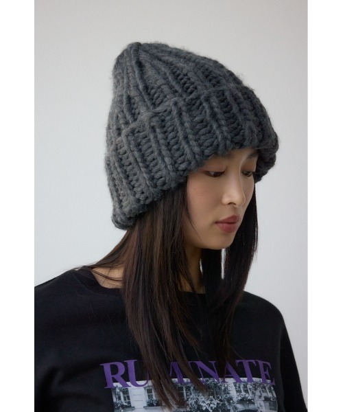 AZUL by moussy（アズールバイマウジー）の「ボリュームヤーンニットワッチ（ニットキャップ/ビーニー・レディース・アイボリー/グレー・FREE）」の12枚目の写真