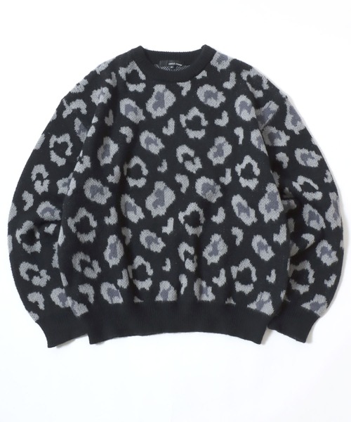セール】レオパード総柄ジャガードニットセーター メンズ レディース