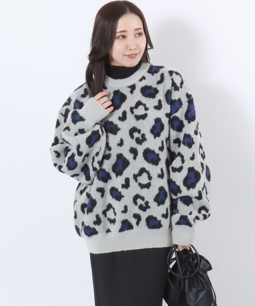 Salong hameu(サロン ハミュー)の「レオパード総柄ジャガードニットセーター メンズ レディース ユニセックス/豹柄プルオーバートップス(ニット/セーター・メンズ・ブラック/グレー/ベージュ・M/L)」の12枚目の写真