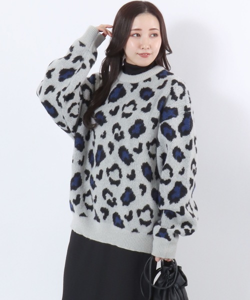 Salong hameu(サロン ハミュー)の「レオパード総柄ジャガードニットセーター メンズ レディース ユニセックス/豹柄プルオーバートップス(ニット/セーター・メンズ・ブラック/グレー/ベージュ・M/L)」の10枚目の写真