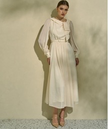 Shoulder Ribbon Satin Drape one piece ショルダーリボンサテン
