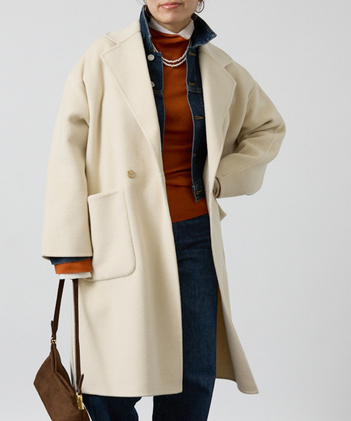 DESIGNWORKS(デザインワークス)の「【リバーシブル】ダブルフェイスコート無地(チェスターコート・レディース・ベージュ/ライトグレー・フリー)」の1枚目の写真