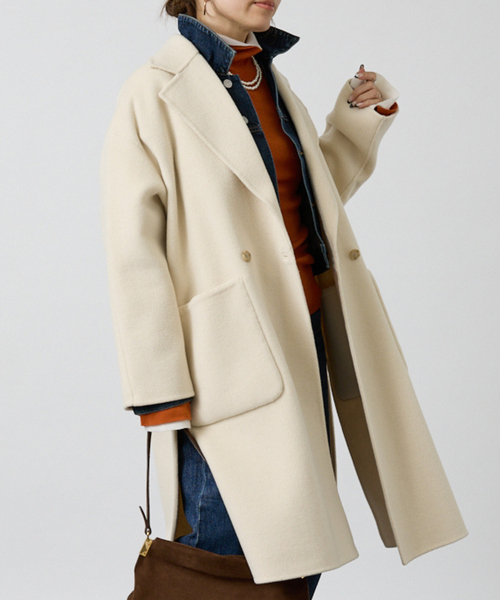 DESIGNWORKS(デザインワークス)の「【リバーシブル】ダブルフェイスコート無地(チェスターコート・レディース・ベージュ/ライトグレー・フリー)」の15枚目の写真