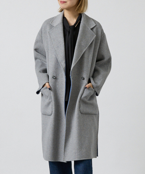 DESIGNWORKS(デザインワークス)の「【リバーシブル】ダブルフェイスコート無地(チェスターコート・レディース・ベージュ/ライトグレー・フリー)」の10枚目の写真