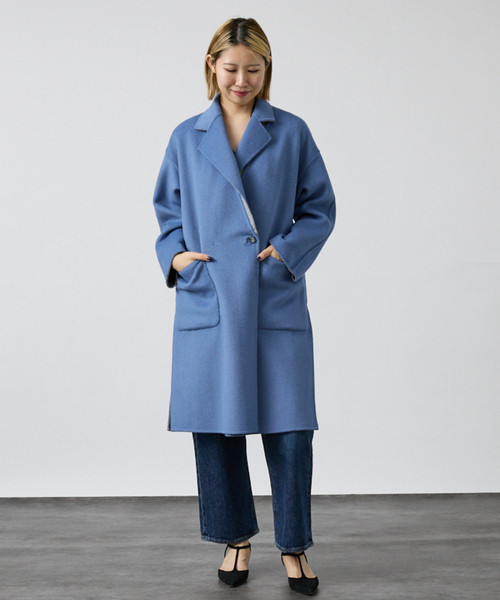 DESIGNWORKS(デザインワークス)の「【リバーシブル】ダブルフェイスコート無地(チェスターコート・レディース・ベージュ/ライトグレー・フリー)」の8枚目の写真