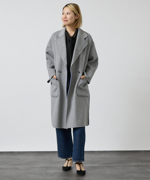 DESIGNWORKS(デザインワークス)の「【リバーシブル】ダブルフェイスコート無地(チェスターコート・レディース・ベージュ/ライトグレー・フリー)」の5枚目の写真