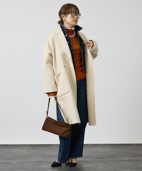 DESIGNWORKS(デザインワークス)の「【リバーシブル】ダブルフェイスコート無地(チェスターコート・レディース・ベージュ/ライトグレー・フリー)」の4枚目の写真