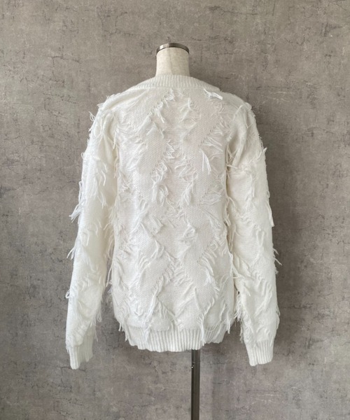 lilful（リルフル）の「フリンジダメージクルーネックニット（ニット/セーター・メンズ・ホワイト/ブラック・F）」の15枚目の写真