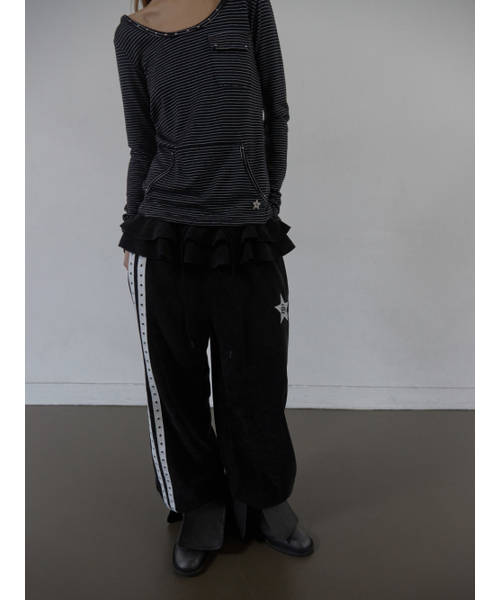 SETUP-EXE(セットアップイーエックスイー)の「SOFT STRIPE HOODIE TOP / BLACK(パーカー・レディース・その他・OS)」の9枚目の写真