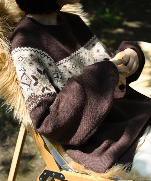 S'more(スモア)の「S'more nordic sweater (AW)(ニット/セーター・レディース・ブラウン/ベージュ・SMALL/MEDIUM/LARGE/X-LARGE)」の1枚目の写真