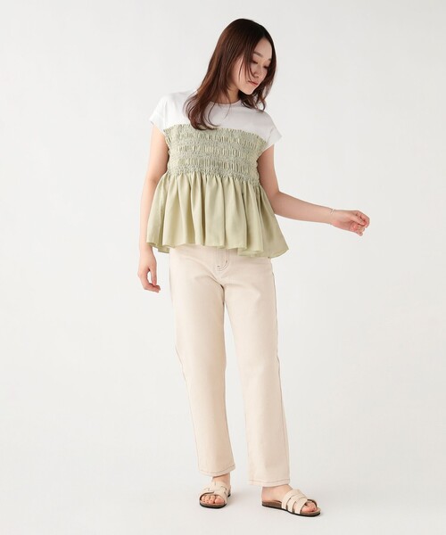 BEAMS HEART(ビームスハート)の「異素材 シャーリング プルオーバー(Tシャツ/カットソー・レディース・ケリーグリーン/チャコールグレー/オフホワイト・FREE)」の19枚目の写真