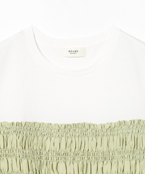 BEAMS HEART(ビームスハート)の「異素材 シャーリング プルオーバー(Tシャツ/カットソー・レディース・ケリーグリーン/チャコールグレー/オフホワイト・FREE)」の12枚目の写真