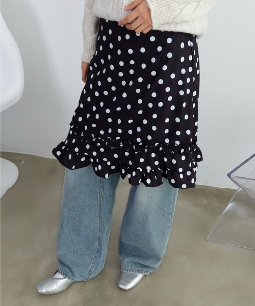 mul.（ムル）の「ドットフリルミディスカート（スカート・レディース・ブラック/ホワイト・FREE）」の9枚目の写真