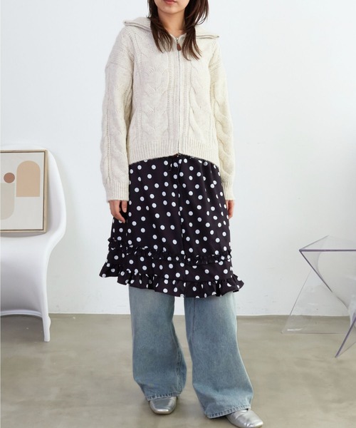 mul.（ムル）の「ドットフリルミディスカート（スカート・レディース・ブラック/ホワイト・FREE）」の12枚目の写真