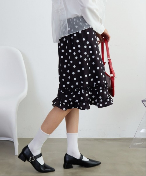 mul.（ムル）の「ドットフリルミディスカート（スカート・レディース・ブラック/ホワイト・FREE）」の15枚目の写真