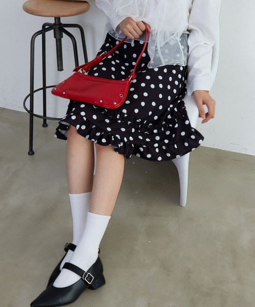 mul.（ムル）の「ドットフリルミディスカート（スカート・レディース・ブラック/ホワイト・FREE）」の16枚目の写真