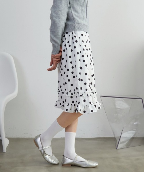 mul.（ムル）の「ドットフリルミディスカート（スカート・レディース・ブラック/ホワイト・FREE）」の8枚目の写真