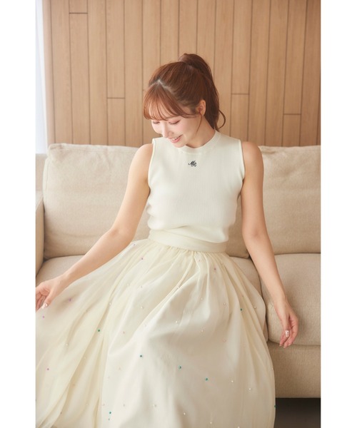 MISTREASS(ミストレアス)の「Rib Knit Sleeveless Top(キャミソール・レディース・オフホワイト/ブラック・FREE)」の12枚目の写真