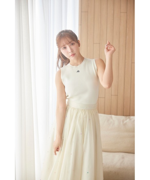MISTREASS(ミストレアス)の「Rib Knit Sleeveless Top(キャミソール・レディース・オフホワイト/ブラック・FREE)」の11枚目の写真