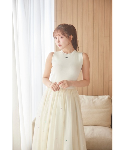MISTREASS(ミストレアス)の「Rib Knit Sleeveless Top(キャミソール・レディース・オフホワイト/ブラック・FREE)」の9枚目の写真