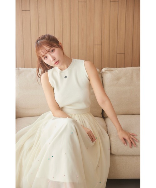MISTREASS(ミストレアス)の「Rib Knit Sleeveless Top(キャミソール・レディース・オフホワイト/ブラック・FREE)」の8枚目の写真