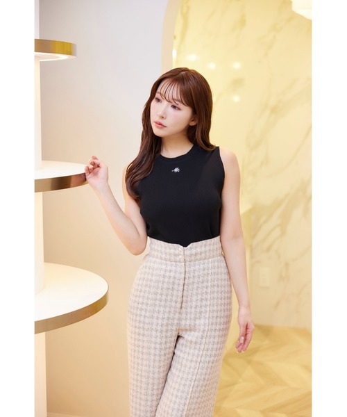 MISTREASS(ミストレアス)の「Rib Knit Sleeveless Top(キャミソール・レディース・オフホワイト/ブラック・FREE)」の15枚目の写真