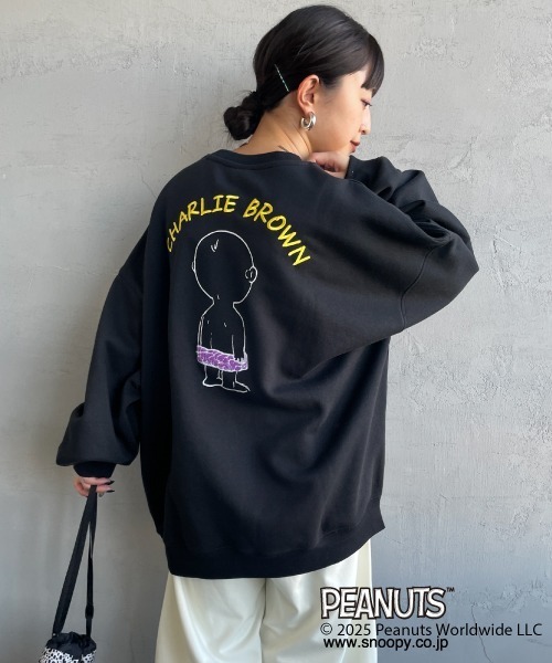 PEANUTS（ピーナッツ）の「[PEANUTS×JEANS FACTORY/ピーナッツ×ジーンズ ファクトリー] 別注 刺繍プリントスウェット / チャーリー・ブラウン（スウェット・レディース・ブラック/グレー/ネイビー・S/M/L）」の14枚目の写真