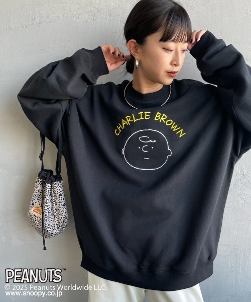 PEANUTS（ピーナッツ）の「[PEANUTS×JEANS FACTORY/ピーナッツ×ジーンズ ファクトリー] 別注 刺繍プリントスウェット / チャーリー・ブラウン（スウェット・レディース・ブラック/グレー/ネイビー・S/M/L）」の10枚目の写真