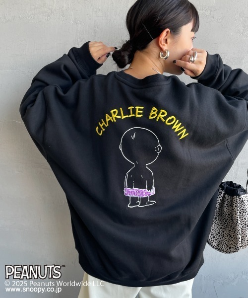 PEANUTS（ピーナッツ）の「[PEANUTS×JEANS FACTORY/ピーナッツ×ジーンズ ファクトリー] 別注 刺繍プリントスウェット / チャーリー・ブラウン（スウェット・レディース・ブラック/グレー/ネイビー・S/M/L）」の11枚目の写真