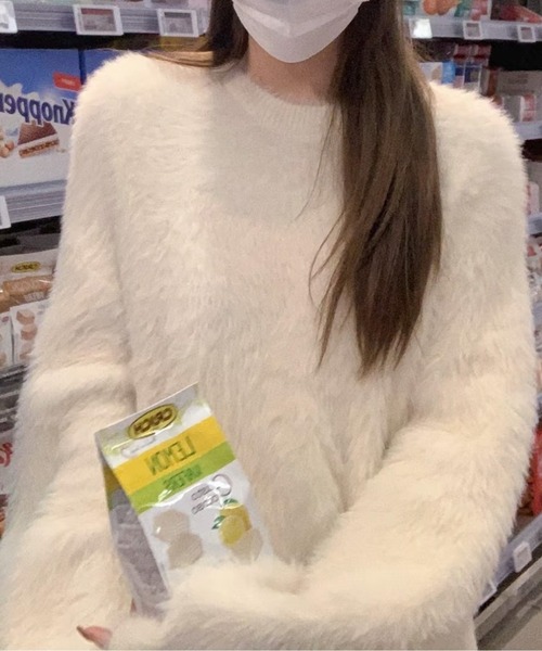 ふわモヘア風クルーネックニット（ニット/セーター）｜CHUL（チュル