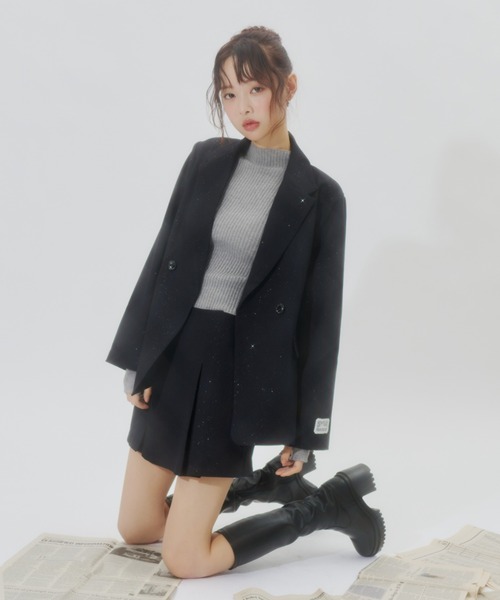 Lallana ラメココテーラードジャケット　ダークネイビー Lallana（ララーナ）の「Lame coco tailored jacket/ラメココ