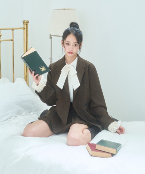 Lallana（ララーナ）の「Lame coco tailored jacket/ラメココテーラードジャケット（テーラードジャケット・レディース・グレー/ダークネイビー/ブラウン・FREE）」の22枚目の写真