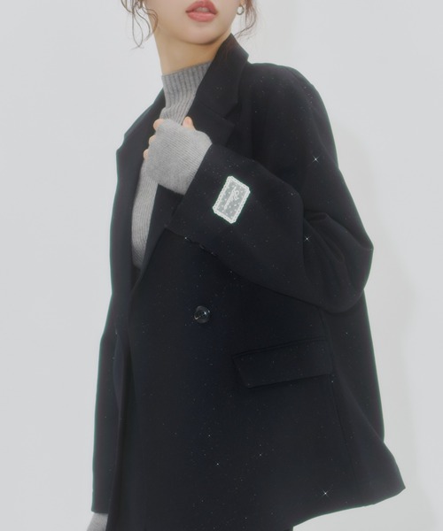 Lallana ラメココテーラードジャケット　ダークネイビー Lallana（ララーナ） ジャケット テーラードジャケット Lame coco