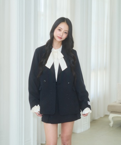 Lallana（ララーナ）の「Lame coco tailored jacket/ラメココテーラードジャケット（テーラードジャケット・レディース・グレー/ダークネイビー/ブラウン・FREE）」の10枚目の写真