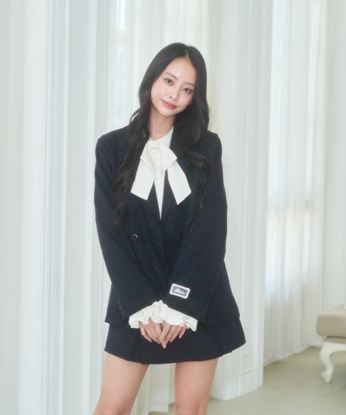 Lallana（ララーナ）の「Lame coco tailored jacket/ラメココテーラードジャケット（テーラードジャケット・レディース・グレー/ダークネイビー/ブラウン・FREE）」の9枚目の写真