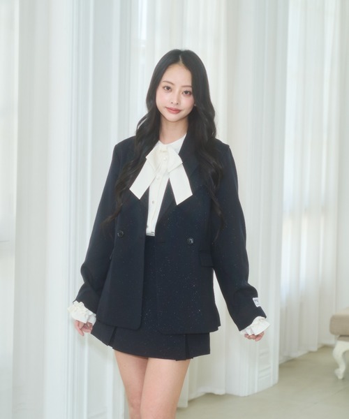 Lallana（ララーナ）の「Lame coco tailored jacket/ラメココテーラードジャケット（テーラードジャケット・レディース・グレー/ダークネイビー/ブラウン・FREE）」の7枚目の写真