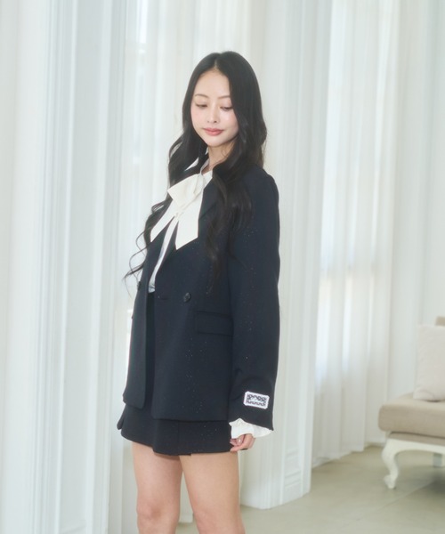 Lallana（ララーナ）の「Lame coco tailored jacket/ラメココテーラードジャケット（テーラードジャケット・レディース・グレー/ダークネイビー/ブラウン・FREE）」の5枚目の写真