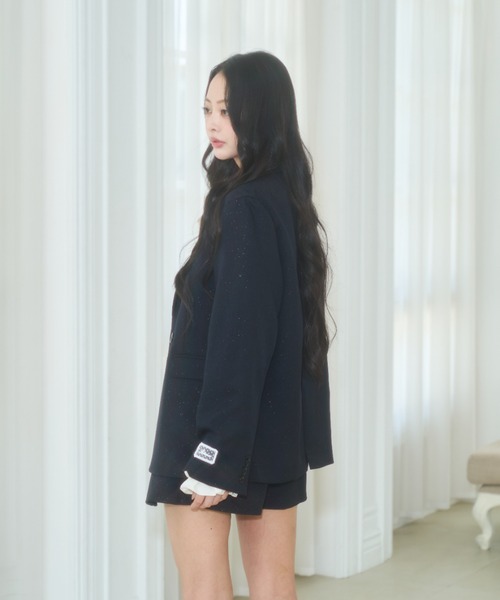 Lallana（ララーナ）の「Lame coco tailored jacket/ラメココテーラードジャケット（テーラードジャケット・レディース・グレー/ダークネイビー/ブラウン・FREE）」の4枚目の写真