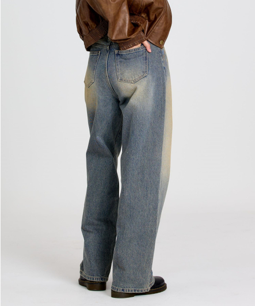 BUTTON UP(ボタンアップ)の「マディウォッシュドワイドデニム(デニムパンツ・レディース・その他・SMALL/LARGE)」の2枚目の写真