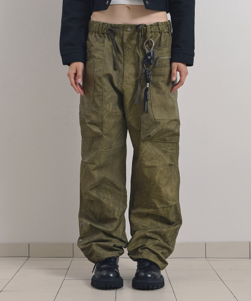 SOEOTI(ソーティ)の「Snap Multi Cargo Pants (khaki)(スウェットパンツ・レディース・その他・FREE)」の1枚目の写真