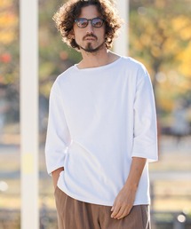 CAMBIO（カンビオ）の「mlt5517- Span Fraise Narrow Boat Neck 3-4 Sleeve Tee 7分袖Tシャツ(S60626cmb)（Tシャツ/カットソー）」