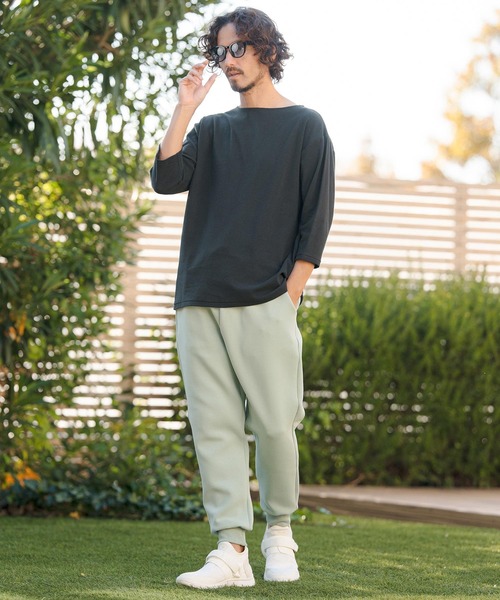 CAMBIO（カンビオ）の「mlt5517- Span Fraise Narrow Boat Neck 3-4 Sleeve Tee 7分袖Tシャツ(S60626cmb)（Tシャツ/カットソー・メンズ・ブラック/ホワイト/チャコール・S/M/L）」の7枚目の写真