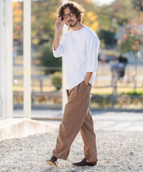 CAMBIO（カンビオ）の「mlt5517- Span Fraise Narrow Boat Neck 3-4 Sleeve Tee 7分袖Tシャツ(S60626cmb)（Tシャツ/カットソー・メンズ・ブラック/ホワイト/チャコール・S/M/L）」の10枚目の写真