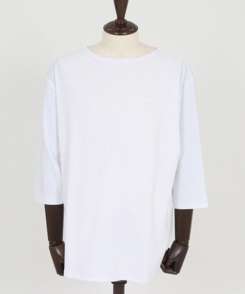 CAMBIO（カンビオ）の「mlt5517- Span Fraise Narrow Boat Neck 3-4 Sleeve Tee 7分袖Tシャツ(S60626cmb)（Tシャツ/カットソー・メンズ・ブラック/ホワイト/チャコール・S/M/L）」の16枚目の写真