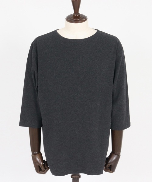 CAMBIO（カンビオ）の「mlt5517- Span Fraise Narrow Boat Neck 3-4 Sleeve Tee 7分袖Tシャツ(S60626cmb)（Tシャツ/カットソー・メンズ・ブラック/ホワイト/チャコール・S/M/L）」の18枚目の写真